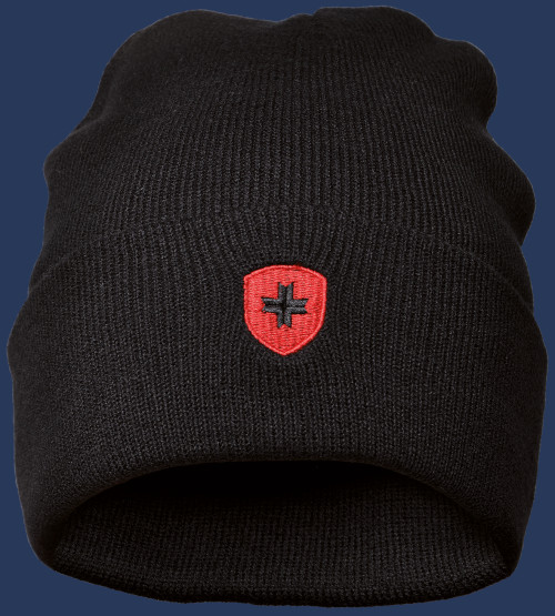 Mützen Hafenmütze | Classicstrick | Schwarz/Rot - Herren HM-105-SRT-GRÖßE Winter